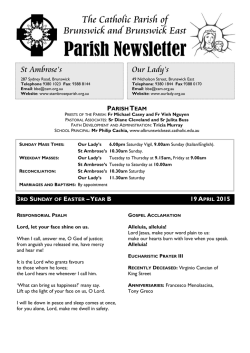 3rd Sunday of Easter 2015 - St Ambrose`s Catholic Parish Brunswick