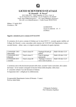 calendario prova comune di Italiano