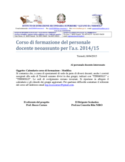 Piano formazione neoassunti - Modifica calendario