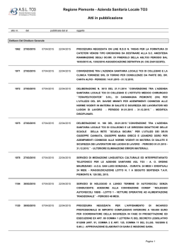 Azienda Sanitaria Locale TO3 Atti in pubblicazione