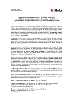 iittala conferma la sua presenza al Salone del Mobile