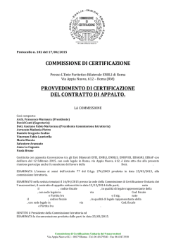 COMMISSIONE DI CERTIFICAZIONE PROVVEDIMENTO DI