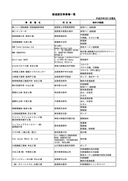 (1) 製造認定事業場一覧