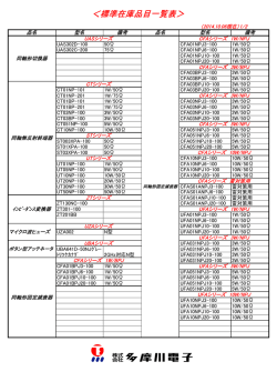 ＜標準在庫品目一覧表＞