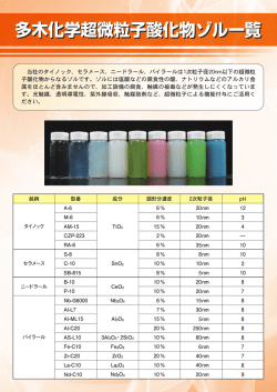 多木化学超微粒子酸化物ゾル一覧