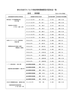 液化石油ガスバルク供給用附属機器型式認定品一覧 品名： 蒸発器