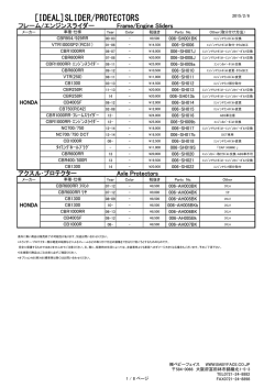 フレームスライダー/アクスルプロテクター適合一覧