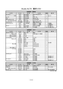 Studio ALTA 機材リスト