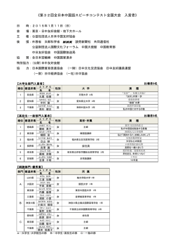 第32回全日本中国語スピーチコンテスト全国大会 入賞者