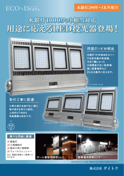 水銀灯1000ワット相当対応 用途に応えるLED投光器
