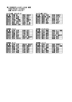 第17回栄区ダンススポーツ大会 結果 平成27年2月11日（祝水） 会場 栄