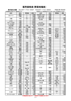販売価格表（野菜相場表）