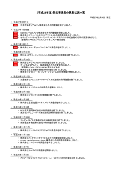 （平成26年度）特定事業者の異動状況一覧
