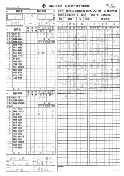 暮 日本ハンドボール協会公式記録用紙 端