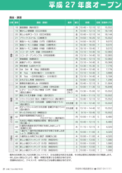 平成27年度オープンカレッジ受講生の募集