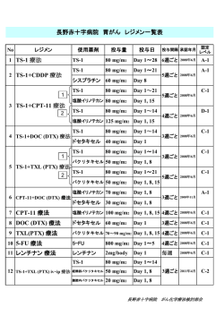 1 TS-1 療法 7 CPT-11 療法 8 DOC (DTX) 療法 9