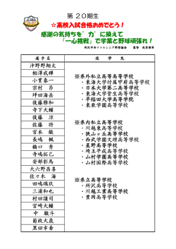 第20期卒団生進路