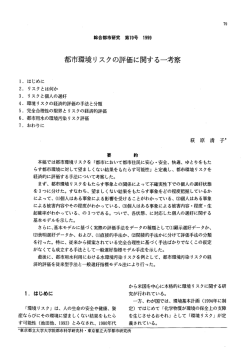 都市環境リスクの評価に関する一考察