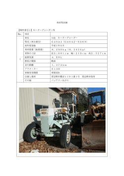 車両等詳細 【物件番号1】モーターグレーダー等 No. 項目 1