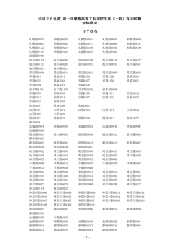 平成26年度陸上自衛隊高等工科学校生徒 一般採用試験合格発表