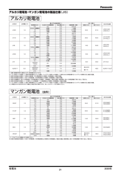 アルカリ乾電池 マンガン乾電池（抜粋）