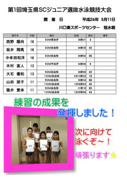 第1回 埼玉県SCジュニア選抜水泳競技大会 結果報告！