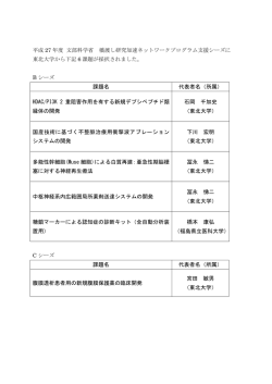 平成 27 年度 文部科学省 橋渡し研究加速ネットワークプログラム支援