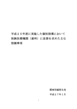 （歯科）に改善を求めた主な 指摘事項
