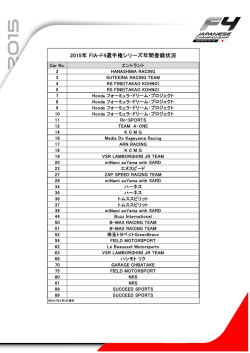 2015年 FIA-F4選手権シリーズ年間登録状況