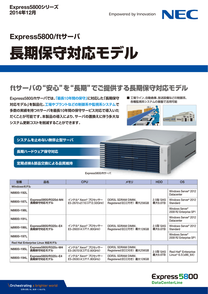 Ftサーバ長期保守対応モデルカタログ