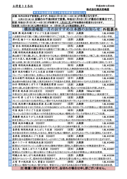 外税表示 横浜君嶋屋一月のおすすめ日本酒のお知らせ