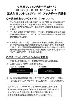 別紙「DELAシリーズ HA-N1Z, HA-N1A 正式対策ソフトウェアVer1.04