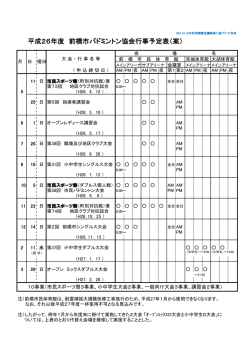 H26年度 行事予定表 - 前橋市バドミントン協会