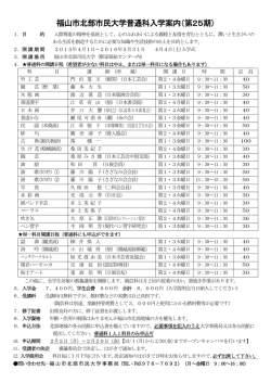 福山市北部市民大学普通科入学案内（第25期）