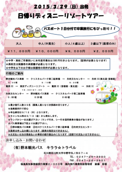 日帰りディズニーリゾートツアー 2015/3/29（日）