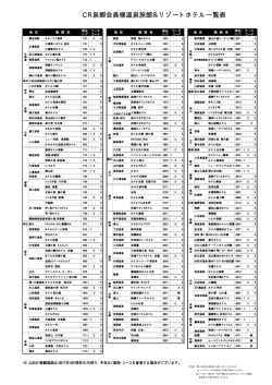 CR泉郷会員様温泉旅館＆リゾートホテル一覧表