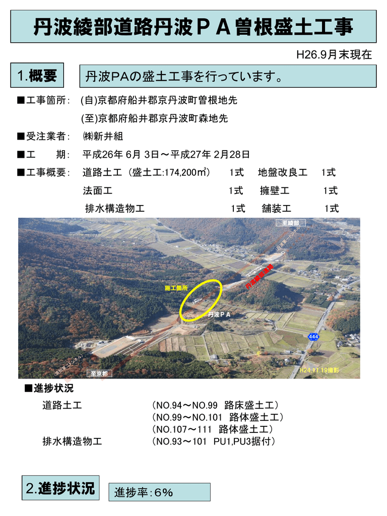 丹波綾部道路丹波pa曽根盛土工事