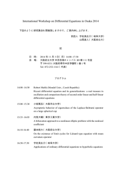 International Workshop on Differential Equations in Osaka 2014