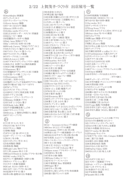 出店屋号一覧1 - 上賀茂手づくり市