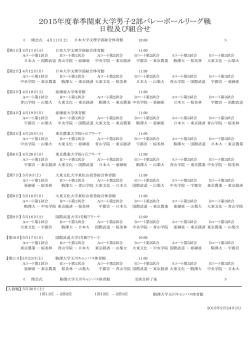2015年度春季関東大学男子2部バレーボールリーグ戦 日程及び組合せ
