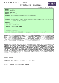 科学研究費助成事業 研究成果報告書