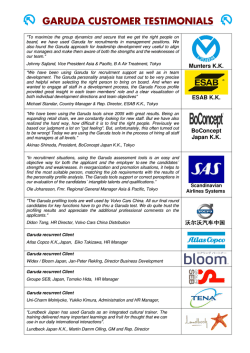 GARUDA CUSTOMER TESTIMONIALS