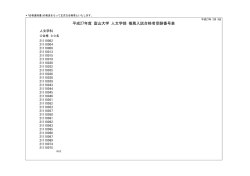 平成27年度 富山大学 人文学部 推薦入試合格者受験番号表