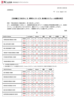 CALCO-A,B,NOWCO-A サービス 各本船スケジュール変更の件
