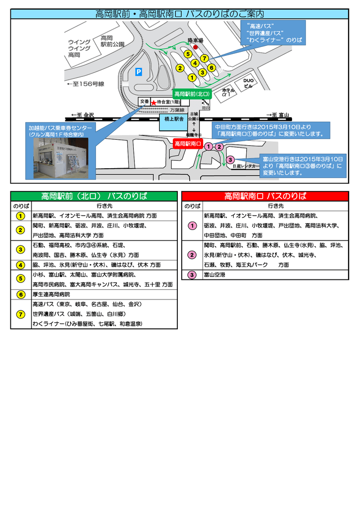高岡駅前 高岡駅南口 バスのりばのご案内