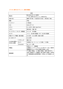 【「イオン得するタブレット」端末の概要】 仕様 商品名 MediaPad M1 8.0