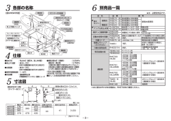 仕様 寸法図 別売品一覧 各部の名称