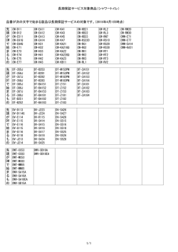 長期保証サービス対象商品（シャワートイレ） 品番が次の文字で