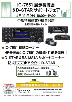 IC－7851展示試聴会開催します。