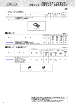用途別フォトインタラプタ／ 近接センサ／照度センサ一体型近接センサ